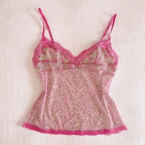 vintage victoria’s secret garden floral & lace camisole tank top